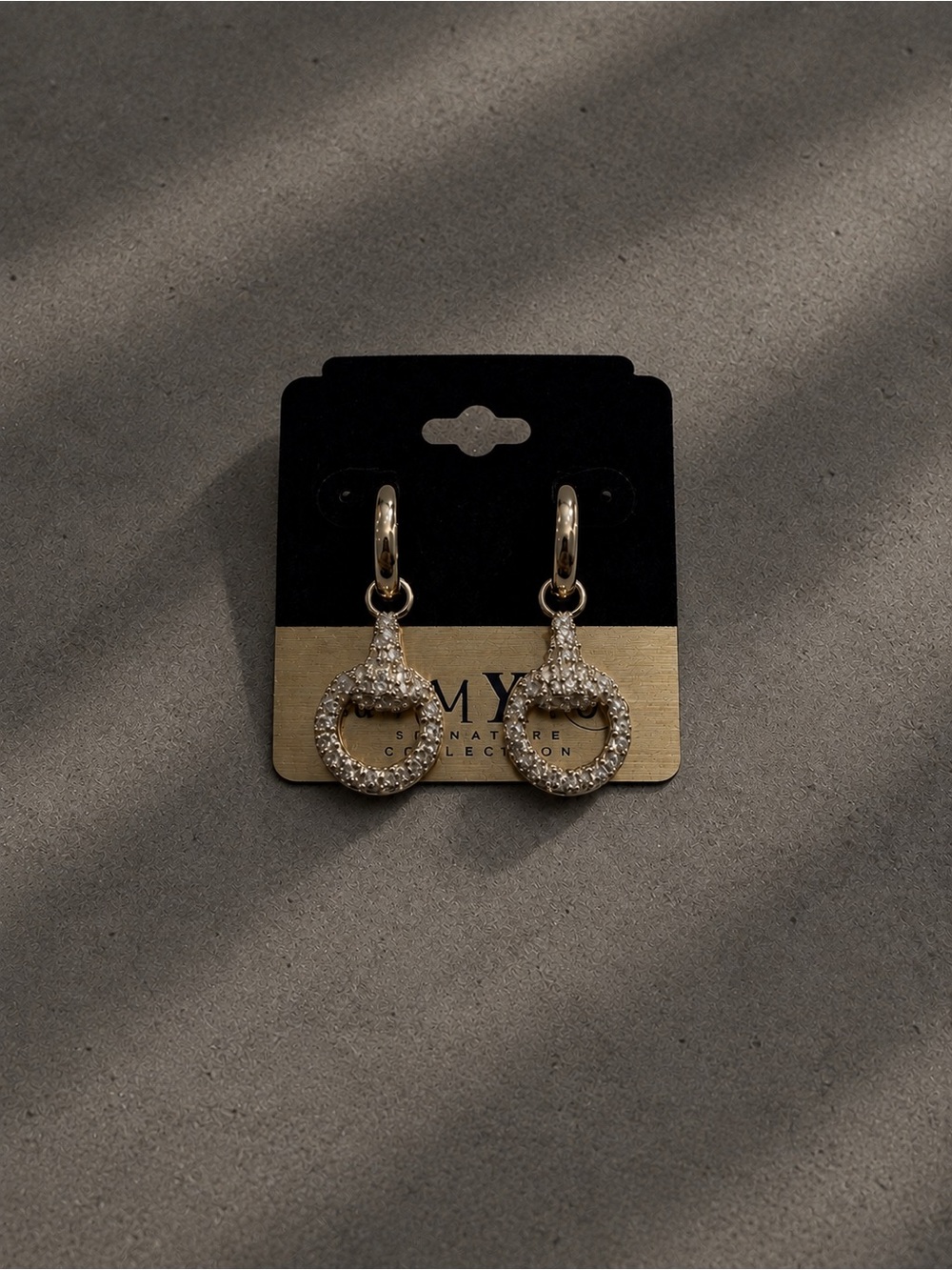 Gold-Tone Pave Circle Drop Earrings -